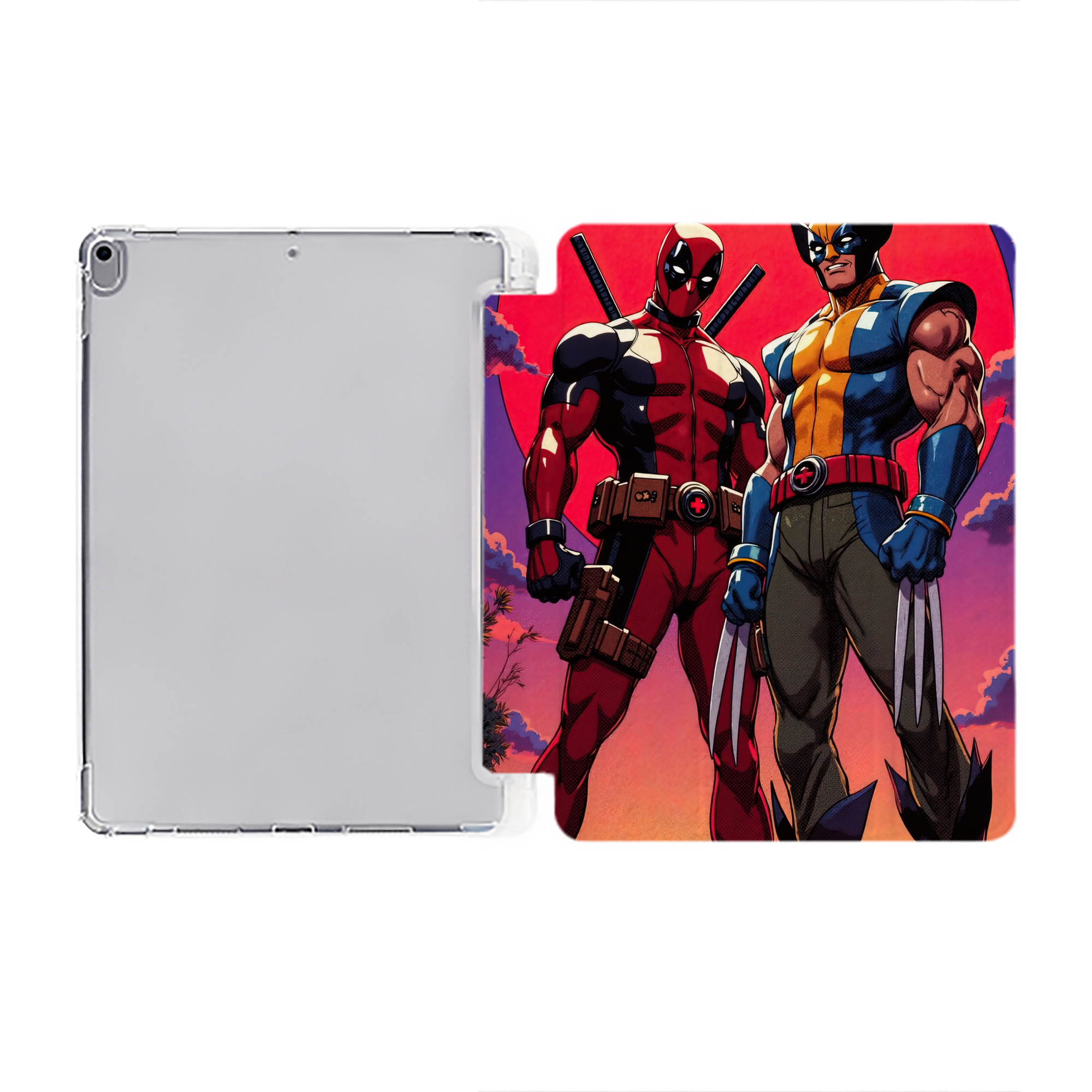 （画像用） Deadpool デッドプール IPad ケース ペン収納付き 三つ折りスタンド PUレザー×シリコン 対応機種9.5/10.5/10.9インチ